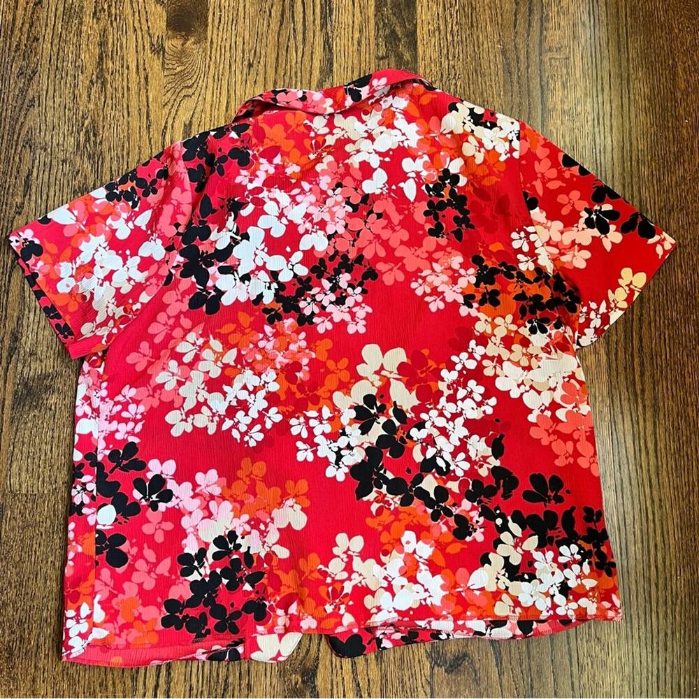 Alfred Dunner Floral Button Down Red Shirt Short Sleeve Vintage Women’s 20 - Picture 6 of 7